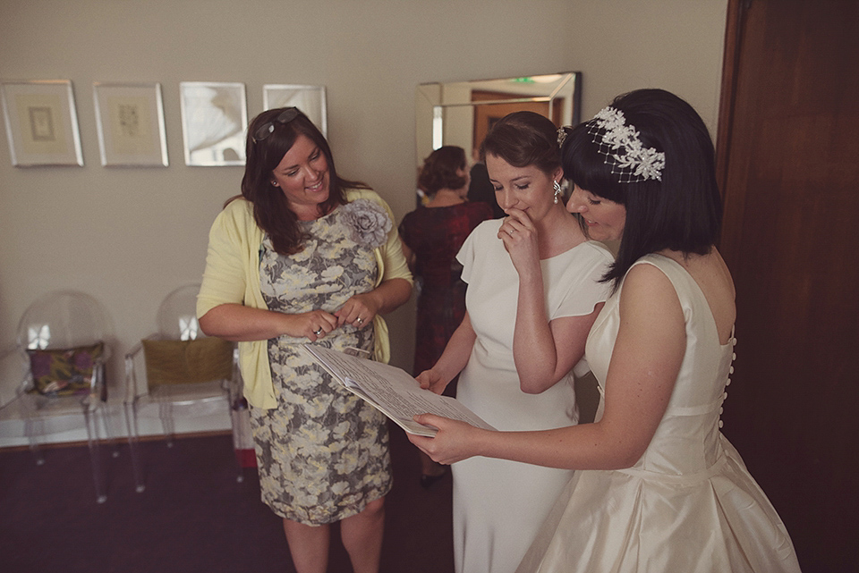 A 1930s Inspired Industrial Chic City Wedding with Two Beautiful  Dresses. Photography by Rebecca Douglas.