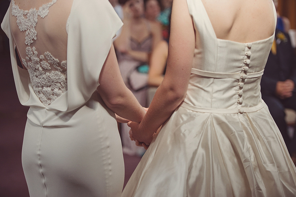 A 1930s Inspired Industrial Chic City Wedding with Two Beautiful  Dresses. Photography by Rebecca Douglas.