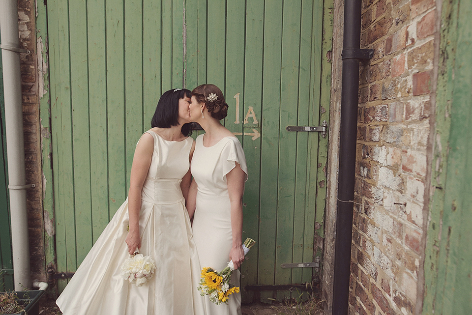 A 1930s Inspired Industrial Chic City Wedding with Two Beautiful  Dresses. Photography by Rebecca Douglas.