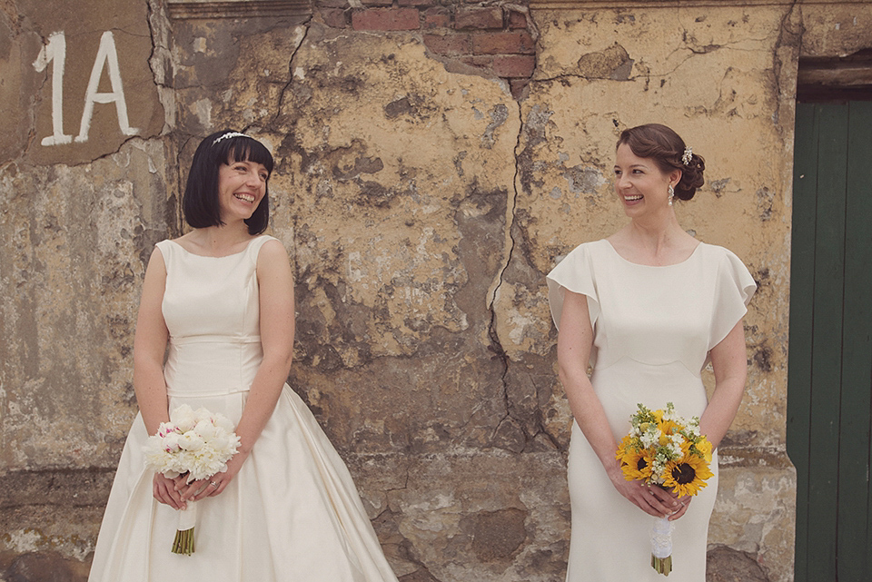 A 1930s Inspired Industrial Chic City Wedding with Two Beautiful  Dresses. Photography by Rebecca Douglas.