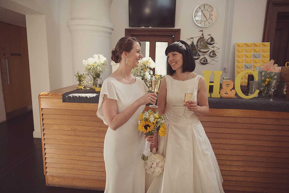 A 1930s Inspired Industrial Chic City Wedding with Two Beautiful  Dresses. Photography by Rebecca Douglas.