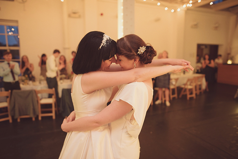 A 1930s Inspired Industrial Chic City Wedding with Two Beautiful  Dresses. Photography by Rebecca Douglas.