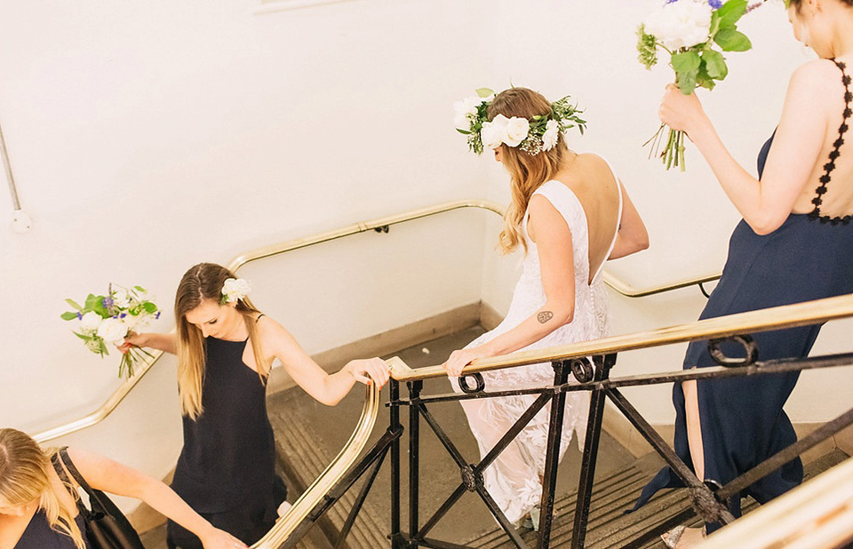 An Hermione de Paula Gown for a Modern and Minimalist London Wedding. Photography by Alexander Newton.