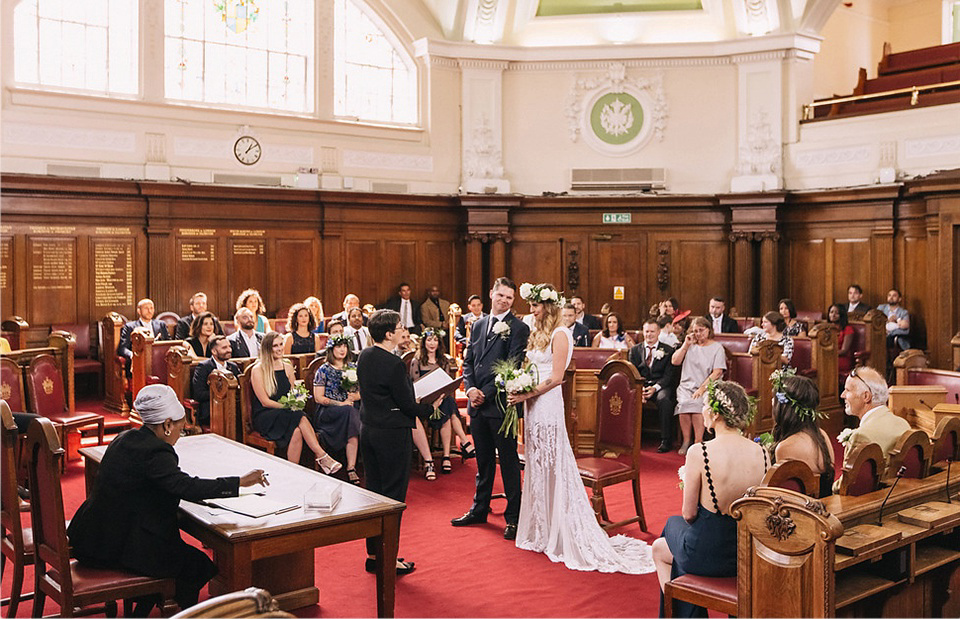 An Hermione de Paula Gown for a Modern and Minimalist London Wedding. Photography by Alexander Newton.