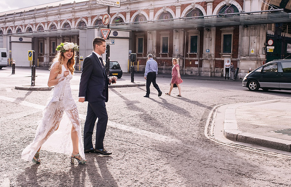 An Hermione de Paula Gown for a Modern and Minimalist London Wedding. Photography by Alexander Newton.