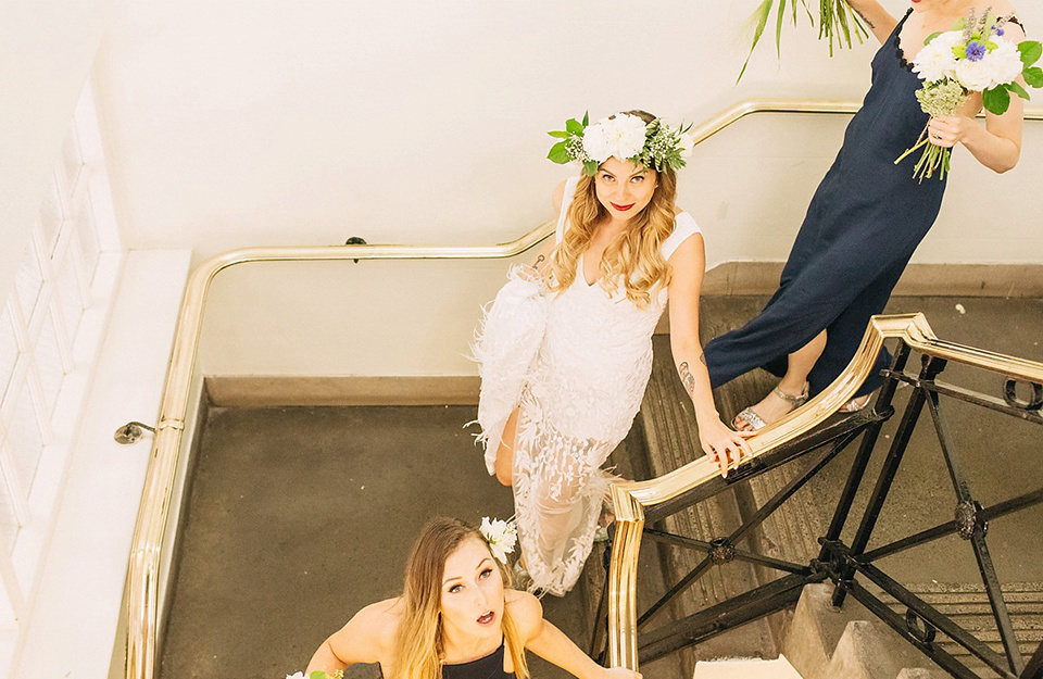 An Hermione de Paula Gown for a Modern and Minimalist London Wedding. Photography by Alexander Newton.