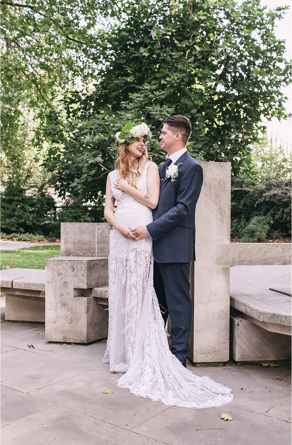 An Hermione de Paula Gown for a Modern and Minimalist London Wedding. Photography by Alexander Newton.