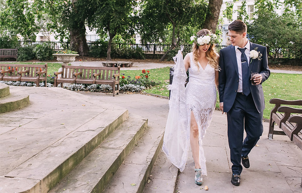 An Hermione de Paula Gown for a Modern and Minimalist London Wedding. Photography by Alexander Newton.
