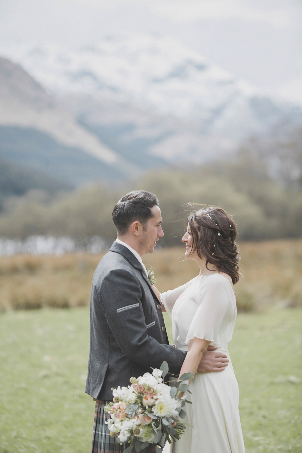 Jenny Packham's Betty for a Peach, Pink and Woodland Inspired Wedding. Images by Mirrorbox Photography.