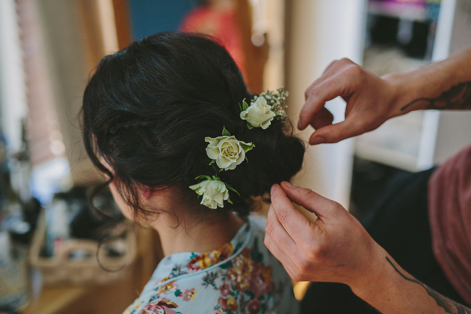 A Wendy Makin Floral Gown for a Rustic and Vintage Inspired Wedding. Photography by The Campbells.