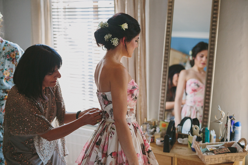 A Wendy Makin Floral Gown for a Rustic and Vintage Inspired Wedding. Photography by The Campbells.