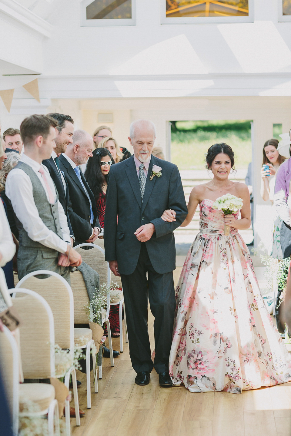 A Wendy Makin Floral Gown for a Rustic and Vintage Inspired Wedding. Photography by The Campbells.