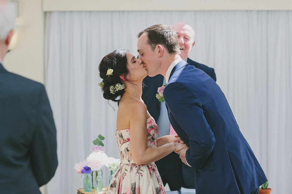 A Wendy Makin Floral Gown for a Rustic and Vintage Inspired Wedding. Photography by The Campbells.