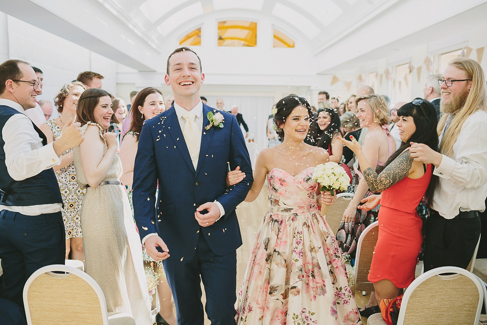 A Wendy Makin Floral Gown for a Rustic and Vintage Inspired Wedding. Photography by The Campbells.