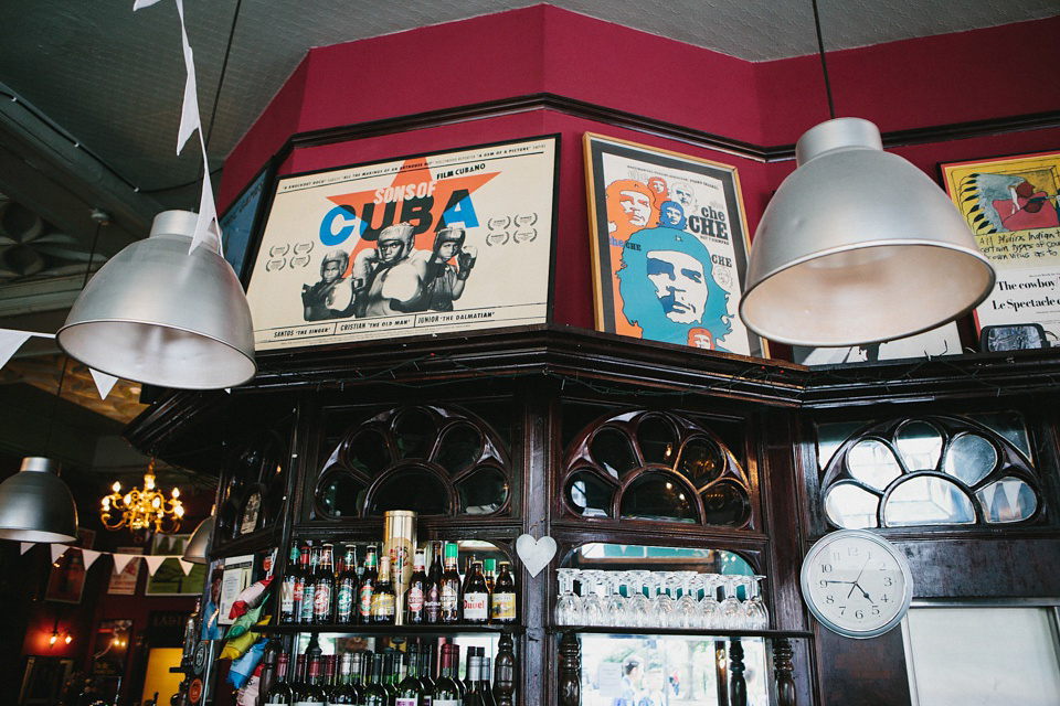 A Vintage Gown by Days of Grace for a Stylish Low-Key and Relaxed London Pub Wedding. Photography by Peach & Jo.