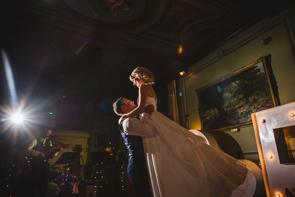 Green wedding shoes and a Jesus Peiro gown for this elegant wedding held at Fetcham Park in Surrey. Photography by Sophie Duckworth.