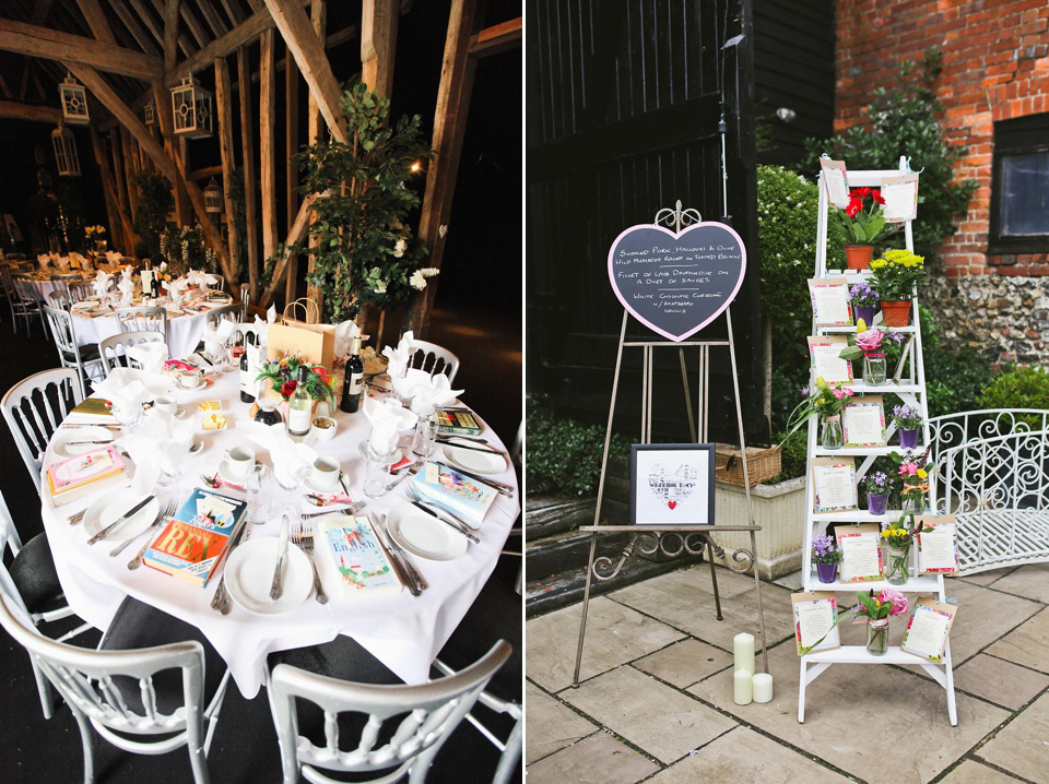 A Fun and Colourful Humanist Barn Wedding Inspired by Books. Photography by Suzy Wimbourne.
