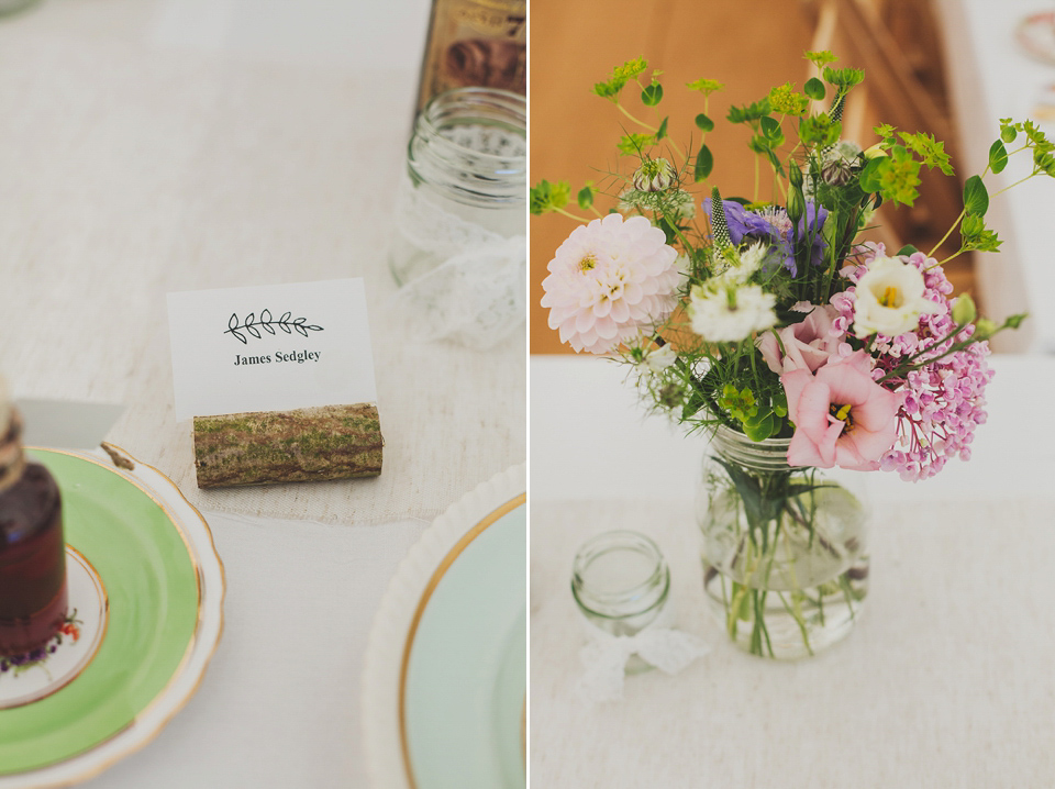 Wildflowers, a meadow, and and elegant Jesus Peiro gown for a handmade summer fete and festival inspired wedding. Photography by Simon Fazackarley.