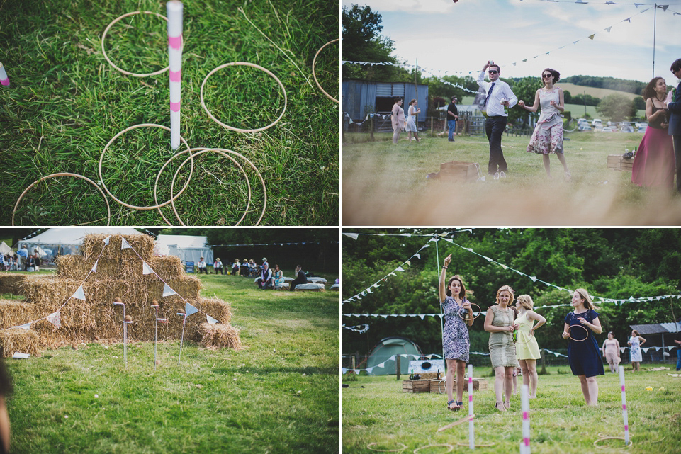 Wildflowers, a meadow, and and elegant Jesus Peiro gown for a handmade summer fete and festival inspired wedding. Photography by Simon Fazackarley.