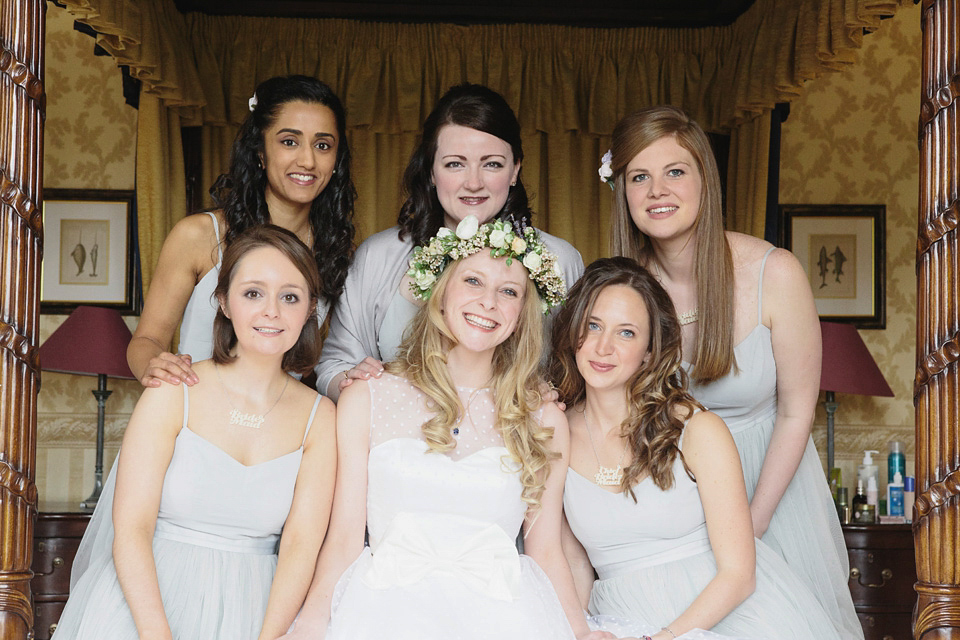 A 50's Inspired Polka Dot Gown and Sweet Floral Crown. This lovely wedding in Scotland was photographed by Mirrorbox.