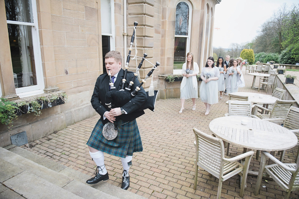 A 50's Inspired Polka Dot Gown and Sweet Floral Crown. This lovely wedding in Scotland was photographed by Mirrorbox.