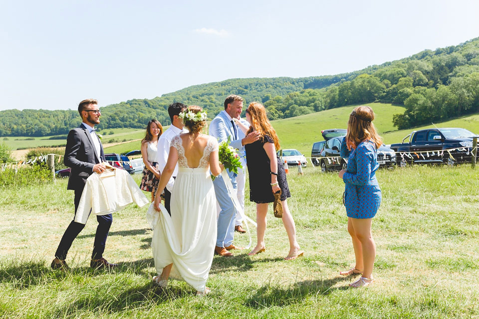 A Laure de Sagazan Gown for a Homespun and Festival Inspired Yurt Wedding. Photography by ELS Design.