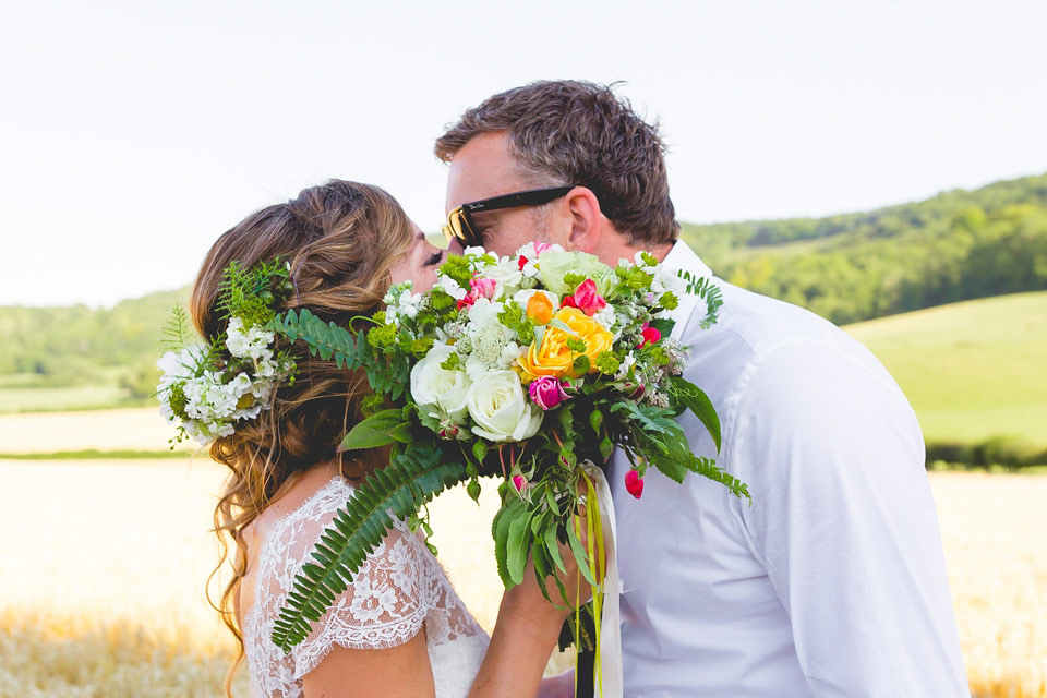 A Laure de Sagazan Gown for a Homespun and Festival Inspired Yurt Wedding. Photography by ELS Design.