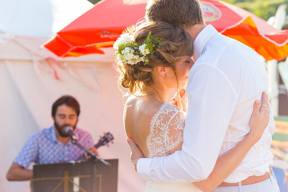 A Laure de Sagazan Gown for a Homespun and Festival Inspired Yurt Wedding. Photography by ELS Design.