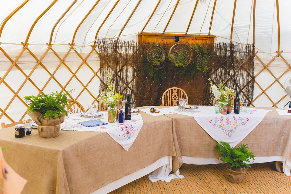 A Laure de Sagazan Gown for a Homespun and Festival Inspired Yurt Wedding. Photography by ELS Design.