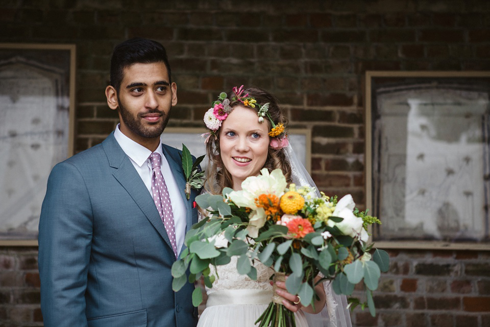 A laid back and colourful 1970's bohemian inspired wedding. Bride Helen wears a dress by Dana Bolton. Images by Horseshoe Photography.
