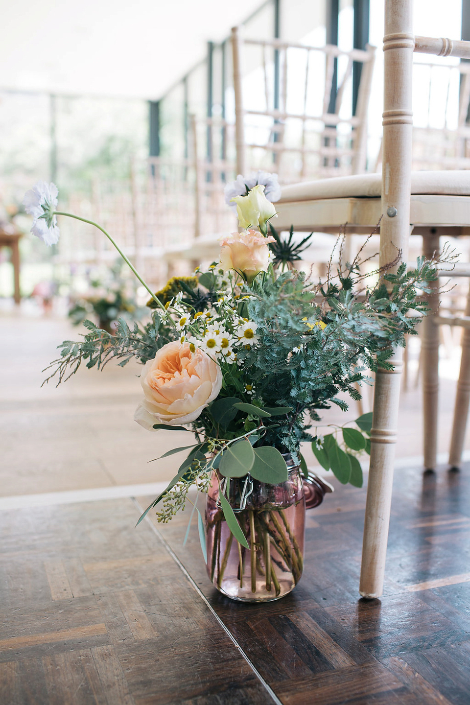 Sophie wears a gold, sequin Phase Eight gown for her wedding at The Norfolk Mead Hotel, an elegant Georgian boutique hotel in the heart of Norfolk. Photography by Joanna Millington.