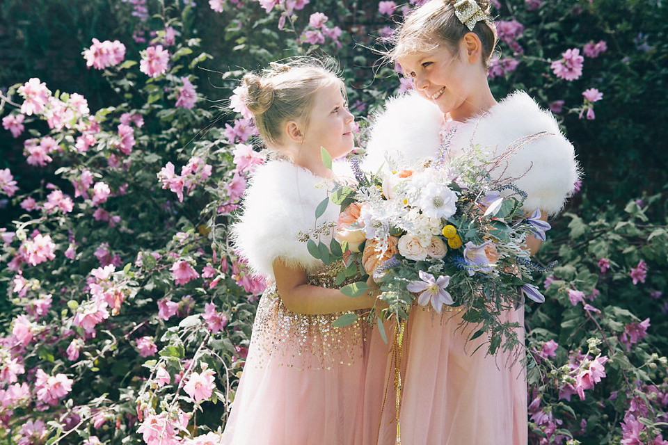 Sophie wears a gold, sequin Phase Eight gown for her wedding at The Norfolk Mead Hotel, an elegant Georgian boutique hotel in the heart of Norfolk. Photography by Joanna Millington.