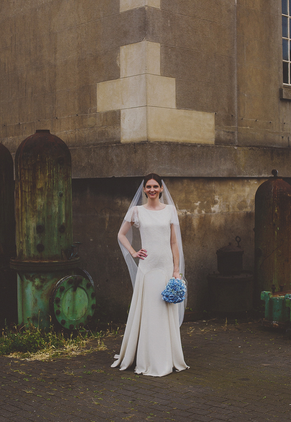 Bride Anna wore a Belle & Bunty gown that she purchased at Miss Bush Bridal of Surrey for her quirky London wedding. Photography by Howell Jones.