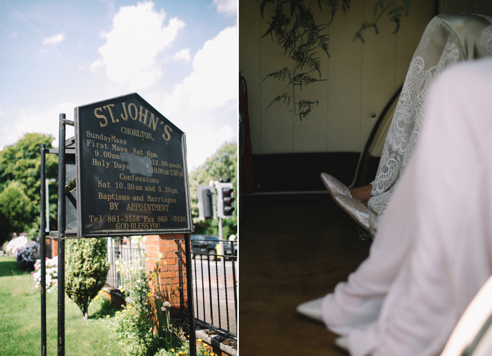 Bride Charlene wears a bespoke gown by Sheffield based designer, Kate Beaumont, for her wedding at Stockport Town Hall. Photography by DSB Creative.