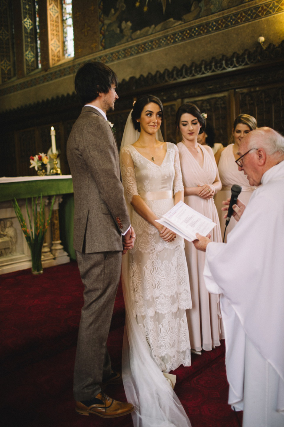 Bride Charlene wears a bespoke gown by Sheffield based designer, Kate Beaumont, for her wedding at Stockport Town Hall. Photography by DSB Creative.