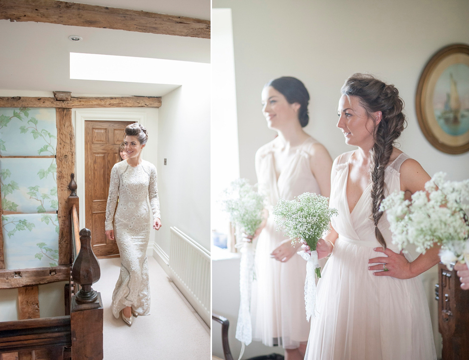 Bride Frances wears a gown by Needle & Thread for her Dewsall Court spring wedding. Images by Benjamin Wetherall of BPW Photography.