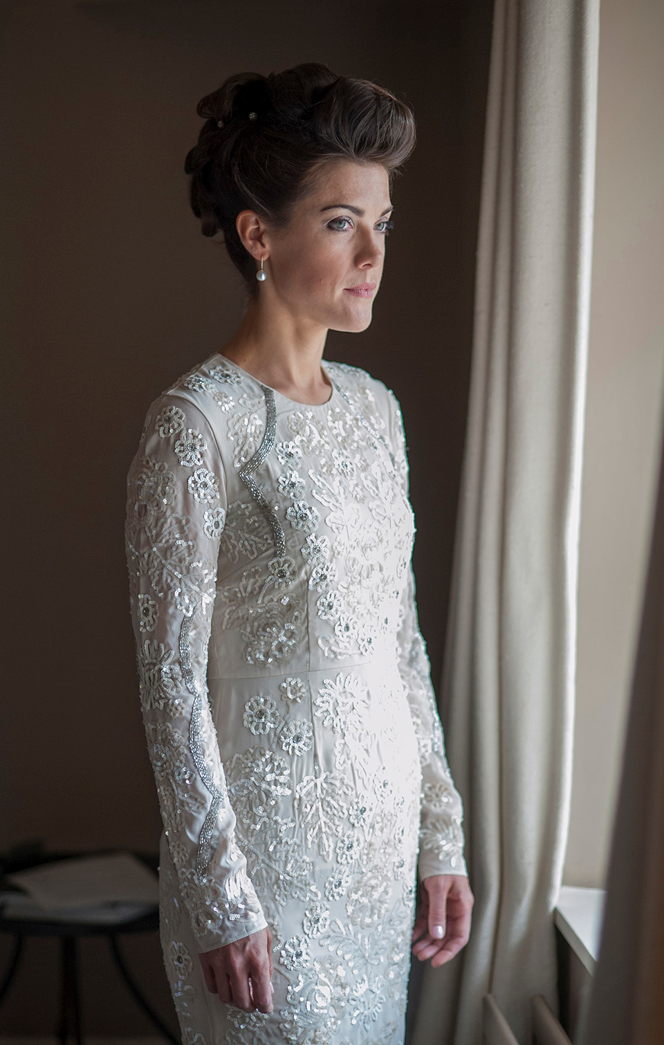 Bride Frances wears a gown by Needle & Thread for her Dewsall Court spring wedding. Images by Benjamin Wetherall of BPW Photography.