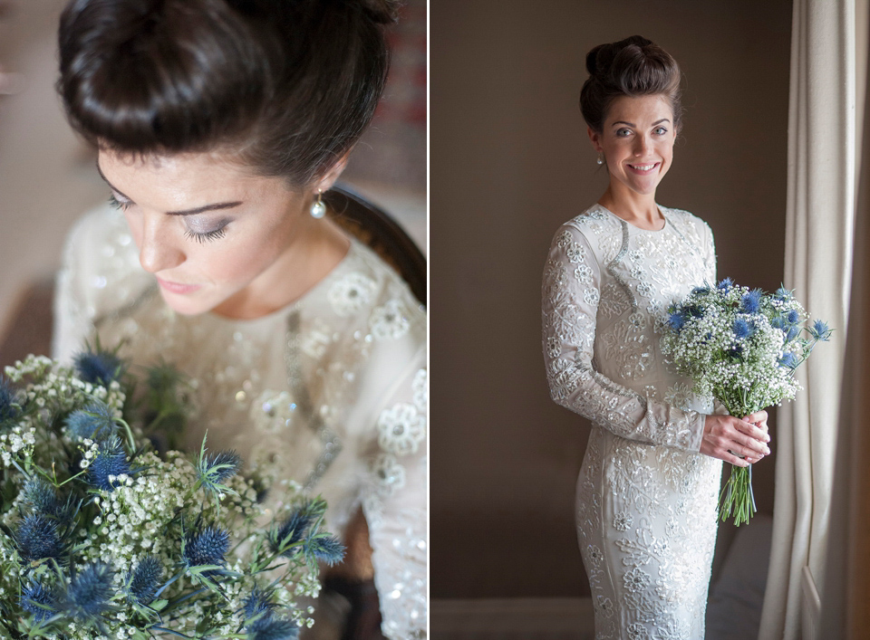 Bride Frances wears a gown by Needle & Thread for her Dewsall Court spring wedding. Images by Benjamin Wetherall of BPW Photography.