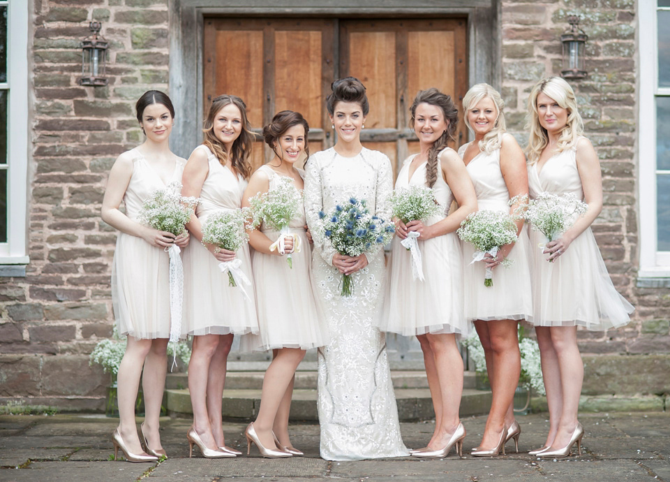 Bride Frances wears a gown by Needle & Thread for her Dewsall Court spring wedding. Images by Benjamin Wetherall of BPW Photography.