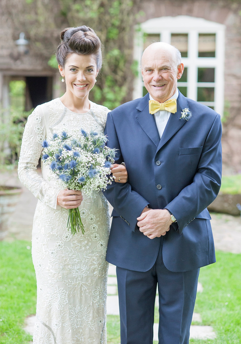 Bride Frances wears a gown by Needle & Thread for her Dewsall Court spring wedding. Images by Benjamin Wetherall of BPW Photography.