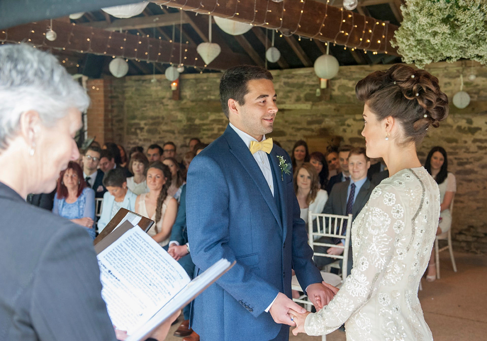 Bride Frances wears a gown by Needle & Thread for her Dewsall Court spring wedding. Images by Benjamin Wetherall of BPW Photography.