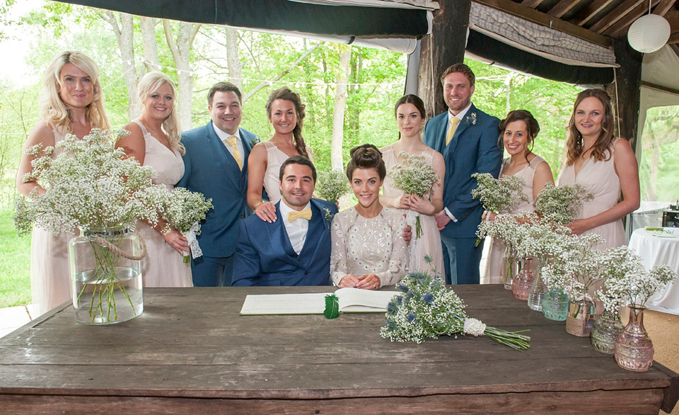 Bride Frances wears a gown by Needle & Thread for her Dewsall Court spring wedding. Images by Benjamin Wetherall of BPW Photography.