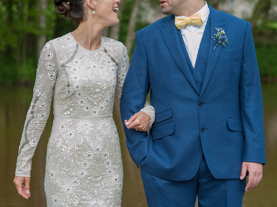 Bride Frances wears a gown by Needle & Thread for her Dewsall Court spring wedding. Images by Benjamin Wetherall of BPW Photography.