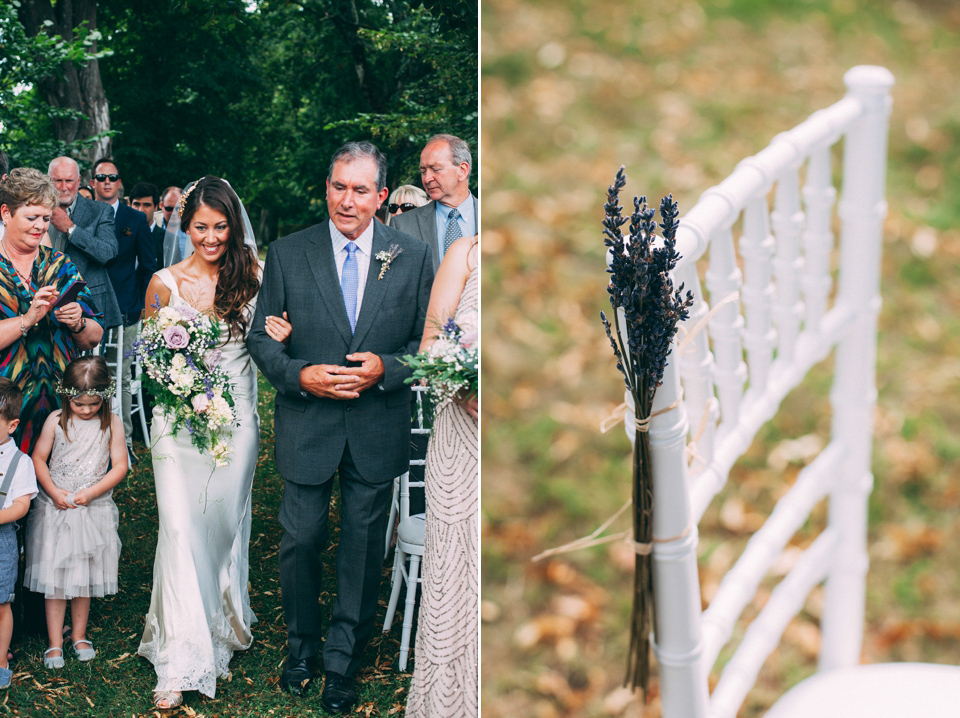 Bride Katie wears a David Fielden gown for her wedding in the Dordogne. Photography by Casey Avenue.