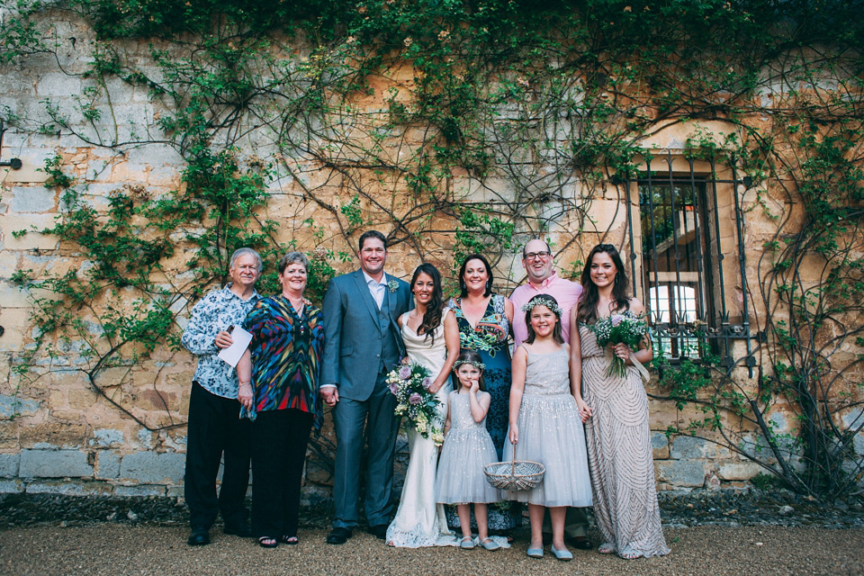 Bride Katie wears a David Fielden gown for her wedding in the Dordogne. Photography by Casey Avenue.