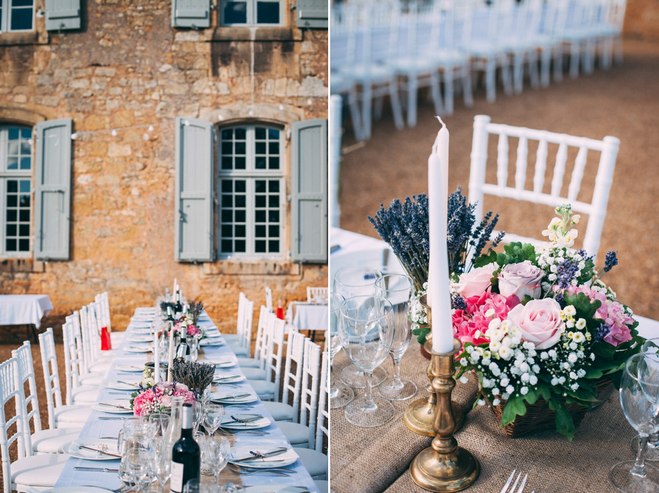 Bride Katie wears a David Fielden gown for her wedding in the Dordogne. Photography by Casey Avenue.