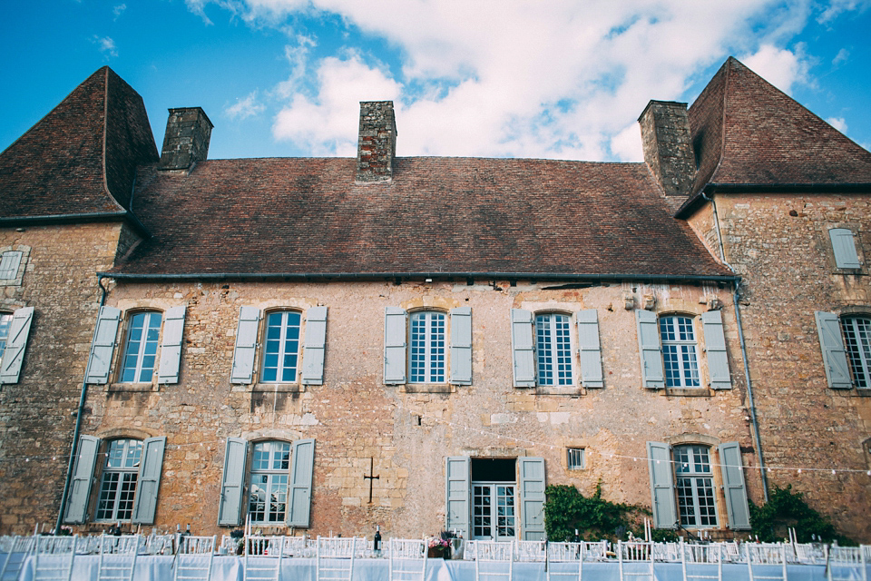 Bride Katie wears a David Fielden gown for her wedding in the Dordogne. Photography by Casey Avenue.