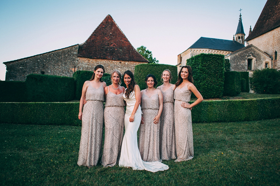 Bride Katie wears a David Fielden gown for her wedding in the Dordogne. Photography by Casey Avenue.