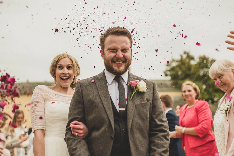 Bride Charlotte wore La Sposa for her elegant, relaxed and romantic South Farm garden wedding. Photography by Matt Penberthy.