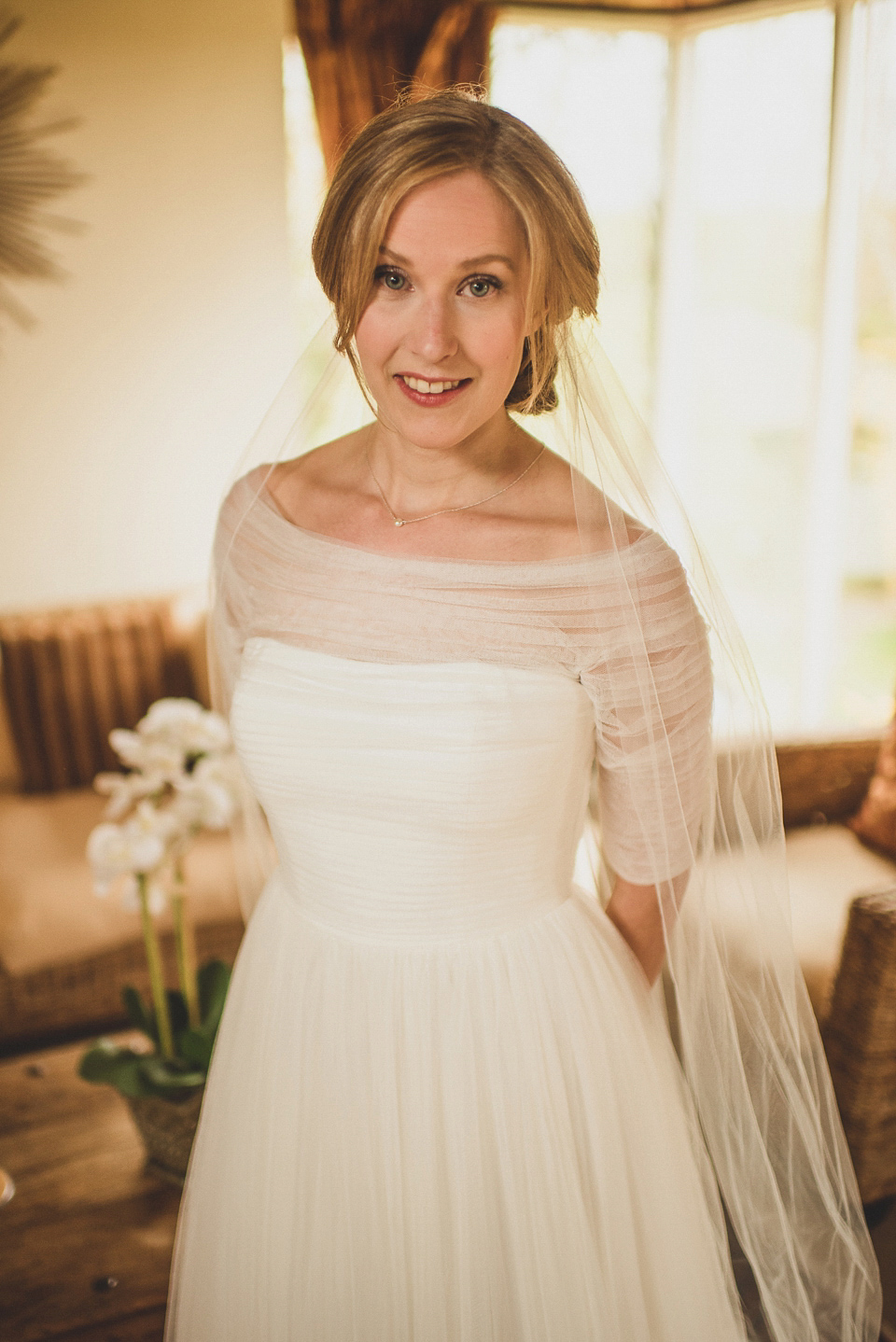 Bride Charlotte wore La Sposa for her elegant, relaxed and romantic South Farm garden wedding. Photography by Matt Penberthy.